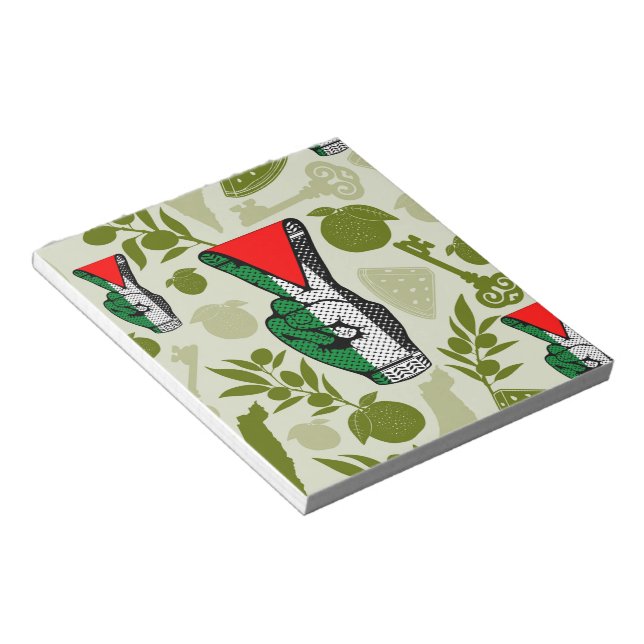 Victory Sign Hand Resistance Red Triangle Symbol Notepad (Angled)