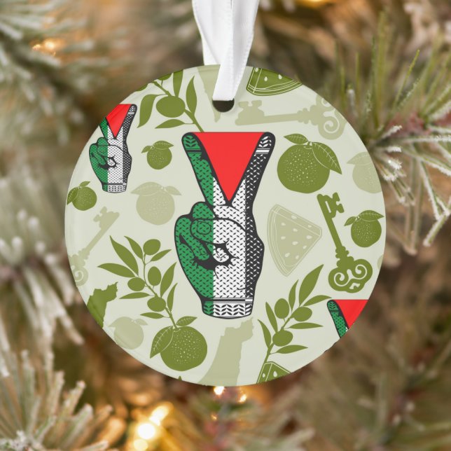 Victory Sign Hand Resistance Red Triangle Symbol Ornament (Tree)