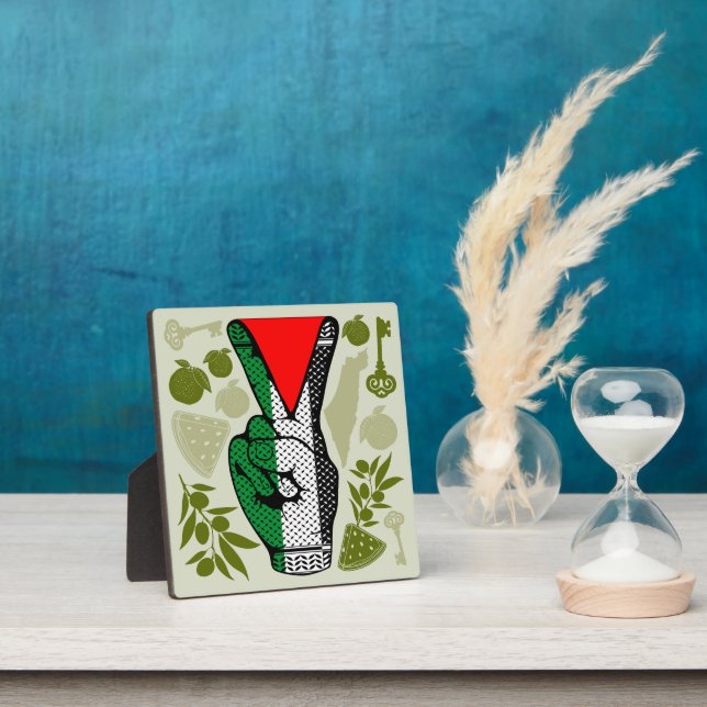 Victory Sign Hand Resistance Red Triangle Symbol Plaque (Insitu)