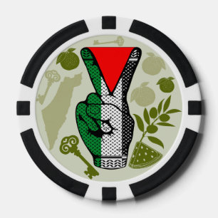 Victory Sign Hand Resistance Red Triangle Symbol Poker Chips