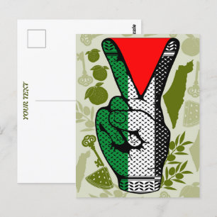 Victory Sign Hand Resistance Red Triangle Symbol Postcard