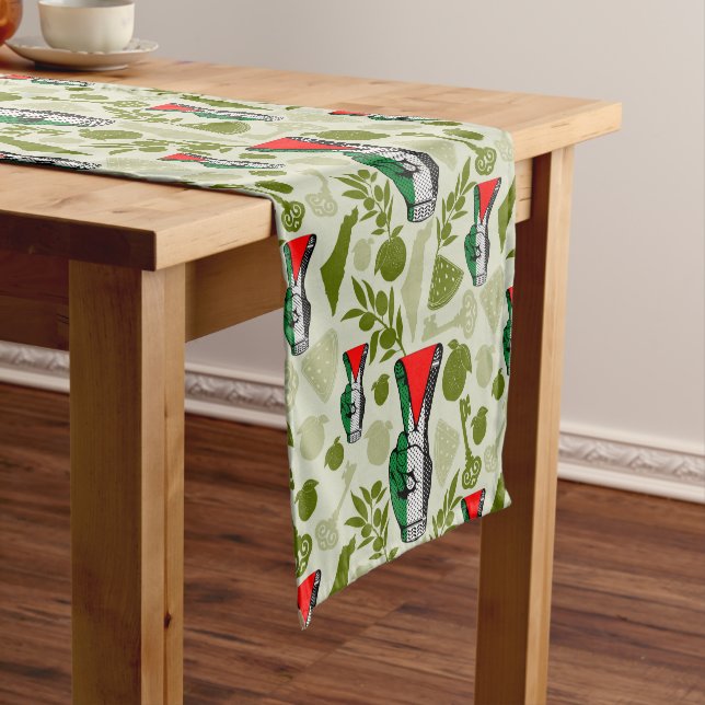 Victory Sign Hand Resistance Red Triangle Symbol Short Table Runner (In Situ)