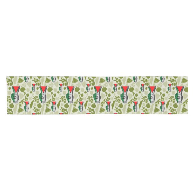 Victory Sign Hand Resistance Red Triangle Symbol Short Table Runner (Horizontal)