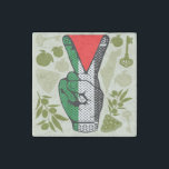 Victory Sign Hand Resistance Red Triangle Symbol Stone Magnets<br><div class="desc">Victory Sign Hand with Palestinian Resistance Red Triangle Symbol and Keffiyeh Design Pattern. Original Vector graphic Art Copyright BluedarkArt TheChameleonArt.</div>