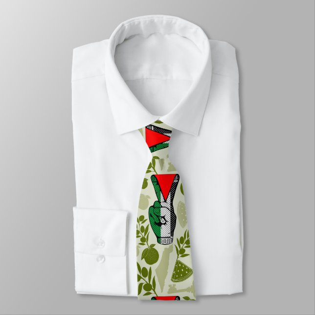 Victory Sign Hand Resistance Red Triangle Symbol Tie (Tied)