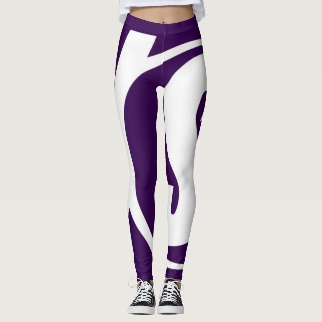 Victory Stride Leggings In white and Purple  (Front)