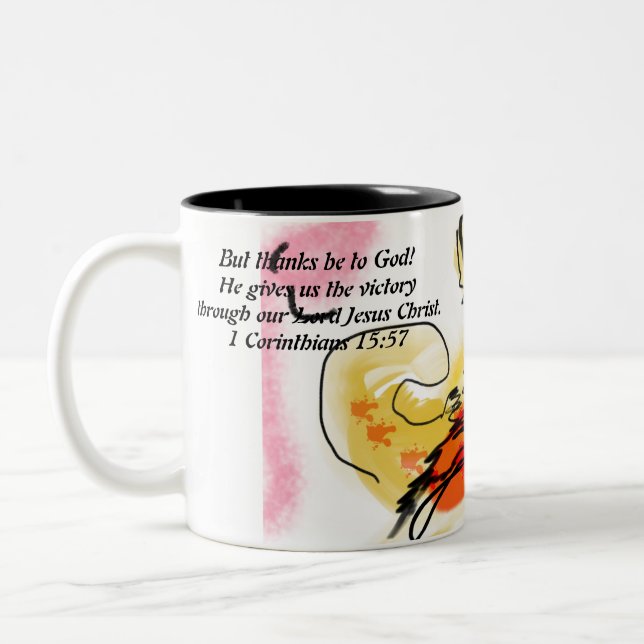victory thank Two-Tone coffee mug (Left)