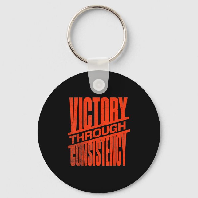 Victory Through Consistency Motivational Insration Keychain (Front)