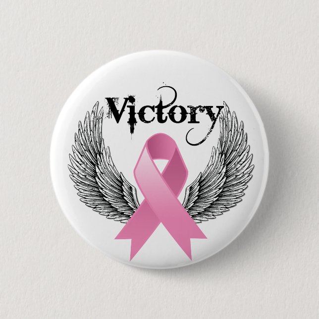 Victory Wings Breast Cancer 2 Inch Round Button (Front)