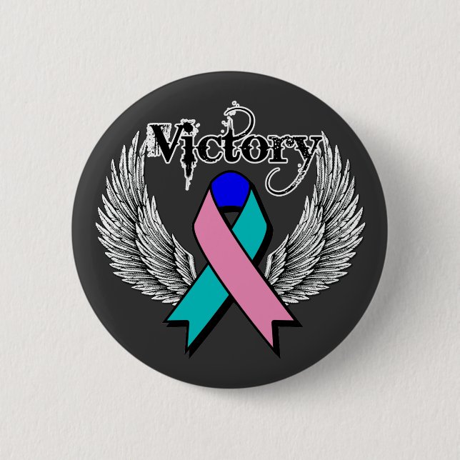 Victory Wings - Thyroid Cancer 2 Inch Round Button (Front)