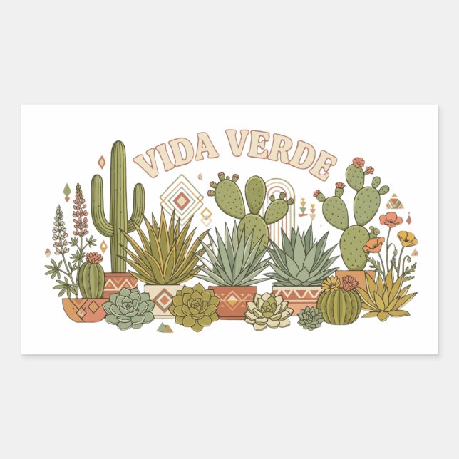 Vida Verde Cactus plants Sticker (Front)