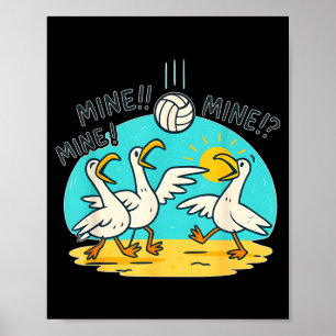 Vida Vibe Volleyball Funny Beach Seagulls Poster