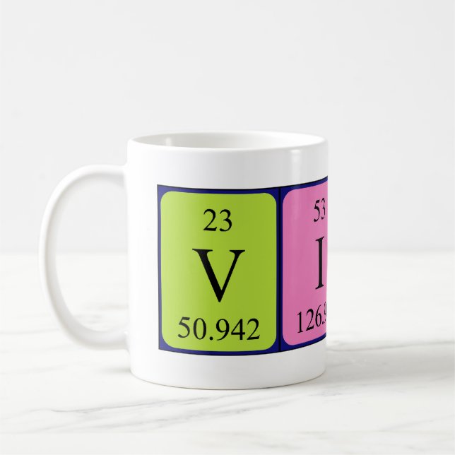 Vidal periodic table name mug (Left)