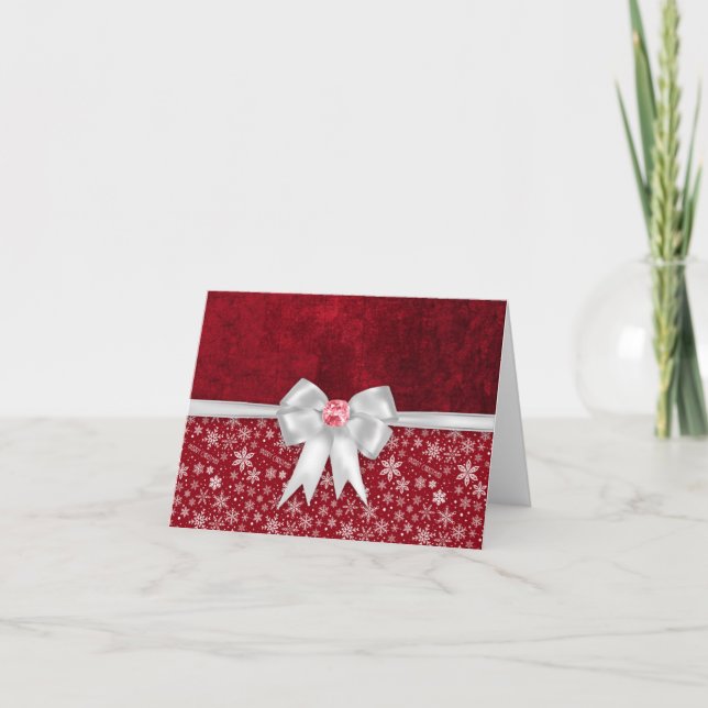 Vide à l'intérieur Noël Bow Gem Carte pour notes (Devant)