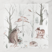 Aquarelle Animaux forestiers