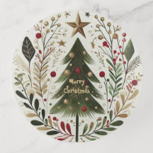 Joyeux Noël Arbre de verdure Or Star Typographie