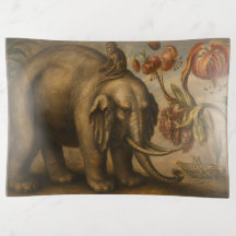 Peinture à l'huile botanique vintage éléphant et s