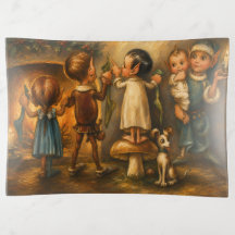 Peinture à l'huile fantaisiste d'elfes de Noël vin