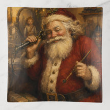 Père Noël vintage au tableau de peinture à l'huile