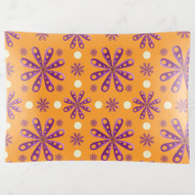 Retro Purple Flowers on Orange Background