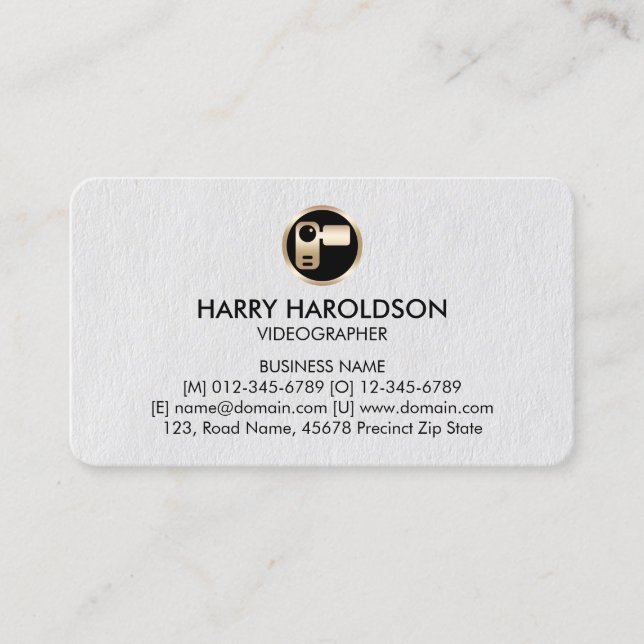 Video Camera Icon Videographer Business Card (Front)
