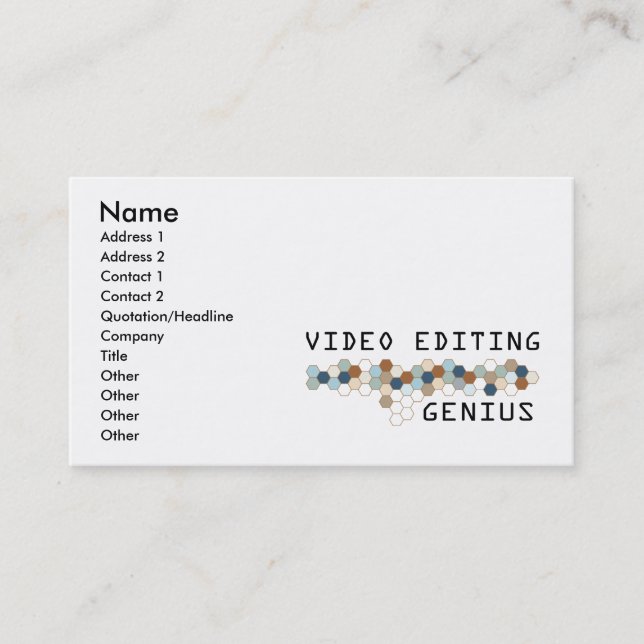 Video Editing Genius Business Card (Front)