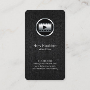 Video Editor Video Strip Black Grunge BusinessCard Business Card
