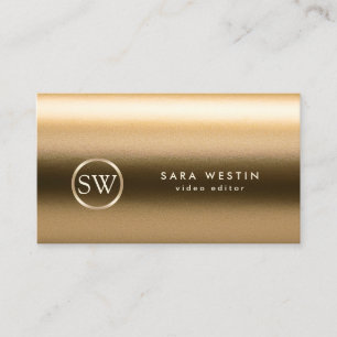 Video Editor Visual Arts Media Gold Monogram Business Card