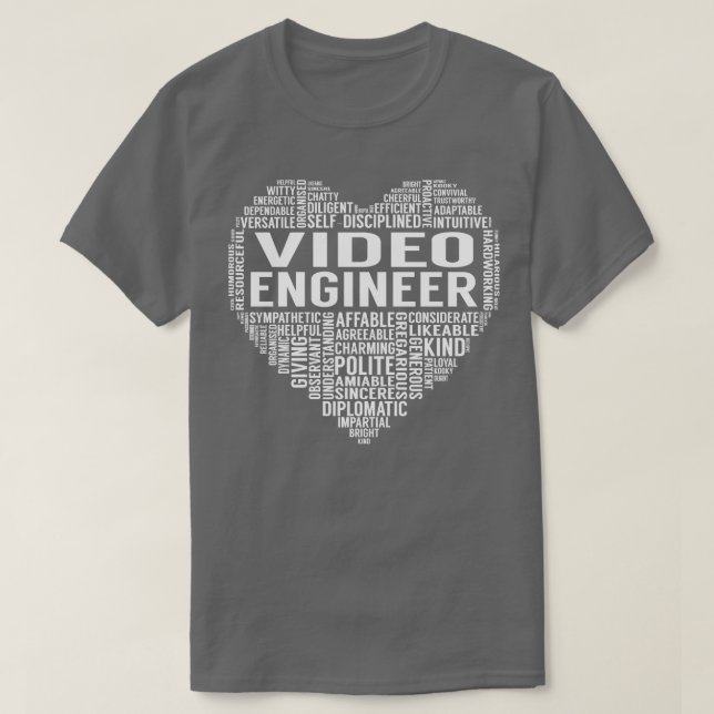 Video Engineer Heart T-Shirt (Design Front)