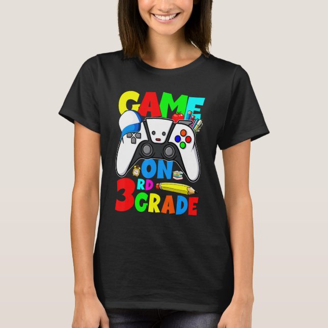 Video Game 3rd Grade Unlocked Cute Third Grade Boy T-Shirt (Front)