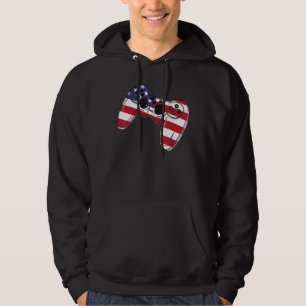 Video Game 4th Of July Controller American Flag Hoodie