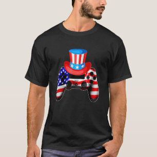 Video Game 4th Of July Controller American Flag Ki T-Shirt