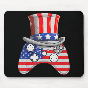 Video Game 4th Of July Uncle Sam Hat Game Controll Mouse Pad