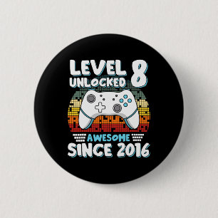 Video Game 8th Birthday Boys Girls Kids 8 Years Ol 2 Inch Round Button