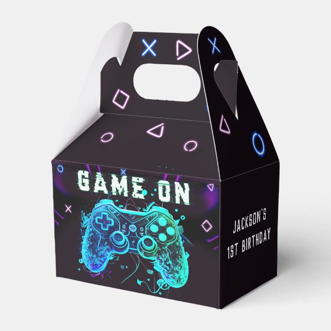 Video Game Arcade Birthday Party Favour Box (Front Side)