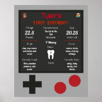 Vidéo Game Baby's 1st Birthday Milestones Poster