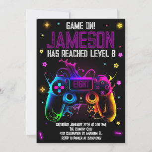 Video Game Birthday Boy Gamer Party Invitation