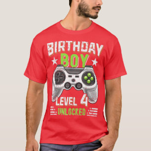 Video Game Birthday Boy Level 4 Unlocked Gamer Kid T-Shirt