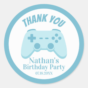 Video Game Birthday Gaming Controller Party Classic Round Sticker