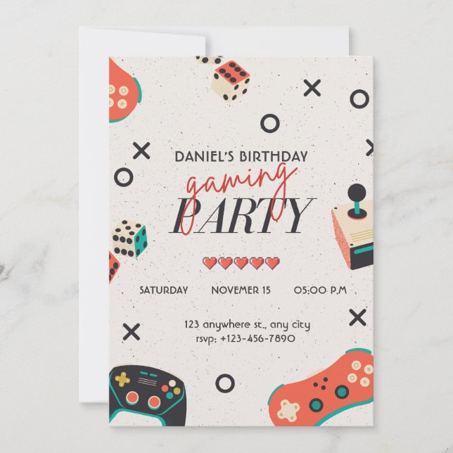 Video Game Birthday Invitation (Front)