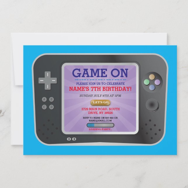 Video Game Birthday Party Gamer On Console Invite (Front)