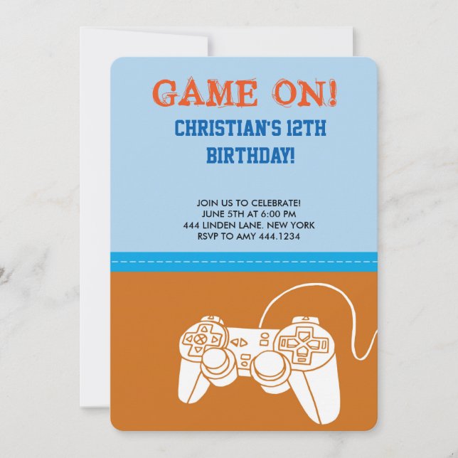 Video Game Birthday Party Invitation (Front)