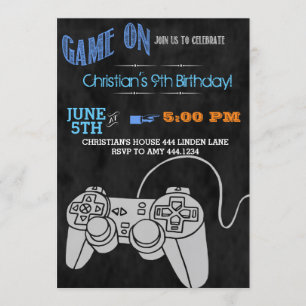 Video Game Birthday Party Invitations
