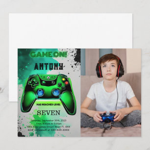 Video Game Birthday Photo Invitation