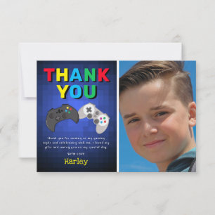 Video Game Birthday Photo Thank You Card