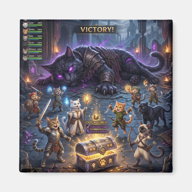 Video Game Boss Fight Cats Guild Downs Boss Magnet (Front)