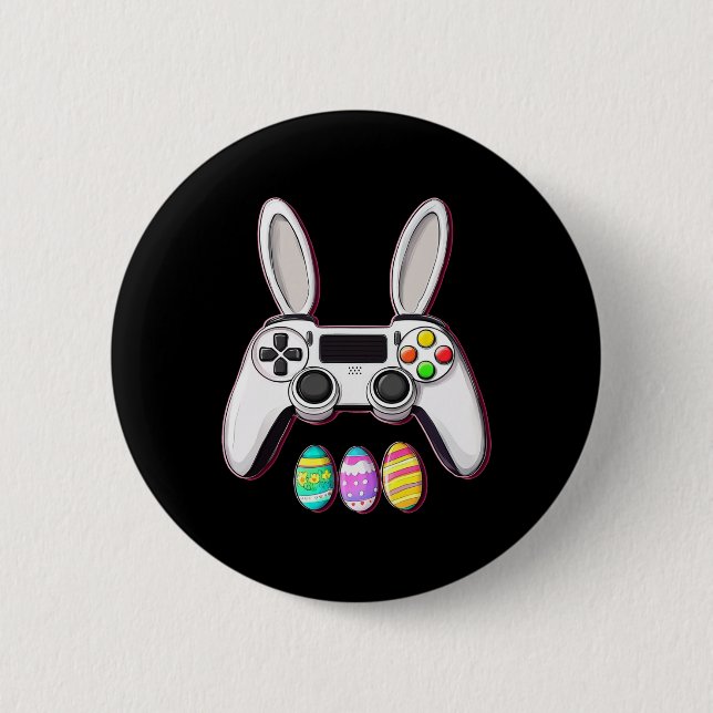 Video Game Bunny Eggs Controller Easter Day Gaming 2 Inch Round Button (Front)