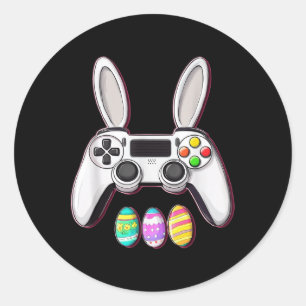 Video Game Bunny Eggs Controller Easter Day Gaming Classic Round Sticker
