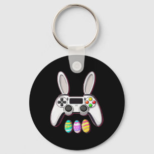 Video Game Bunny Eggs Controller Easter Day Gaming Keychain