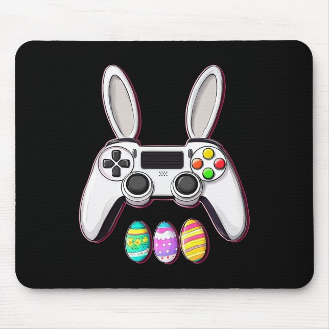 Video Game Bunny Eggs Controller Easter Day Gaming Mouse Pad (Front)